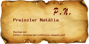 Preiszler Natália névjegykártya